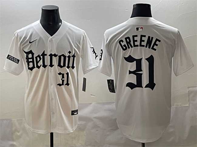 Men%27s Detroit Tigers #31 Riley Greene White Motor Gothic Edition Vapor Premier Limited Stitched Jersey->detroit tigers->MLB Jersey